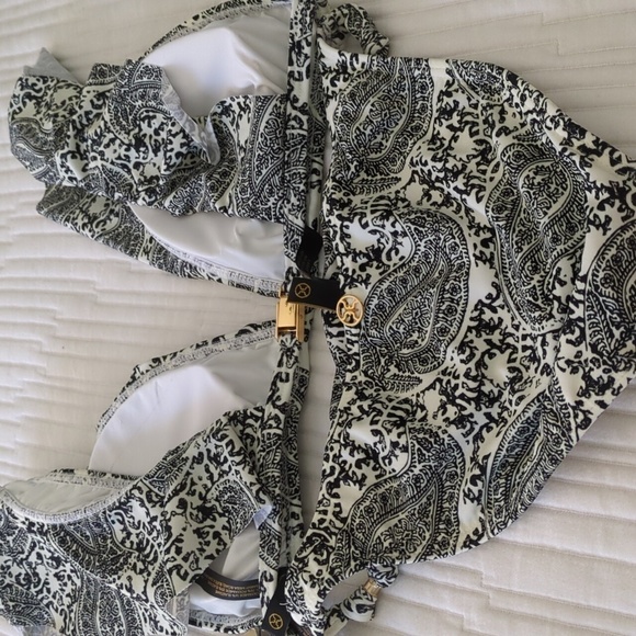Vix Paula Hermanny Matching bikini set Romantic White Black Print With Gold - Picture 4 of 16
